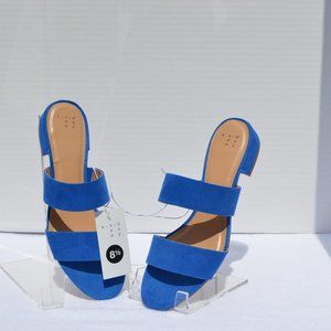 Sapphire Blue Ladies Suede (like) Sandals